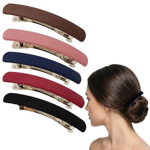 SWYZOR Pasadores Pelo Mujer,Juego de 5 Pinzas Pasador Pelo Mujer, Pinzas Francesas Automáticas, Pinza Francesas Pequeñas, para Un Peinado Elegante de Cabello Fino, Corto o Fino