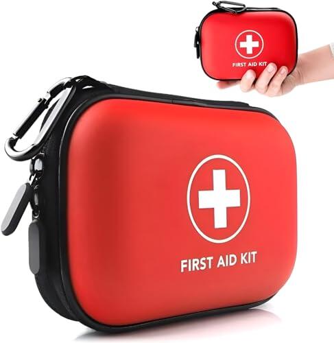 Botiquín de Primeros Auxilios Equipado con 102 Piezas Esenciales– Kit Primeros Auxilios Coche, Casa, Oficina, Viaje, Camping – Botiquín Compacto Portátil e Impermeable