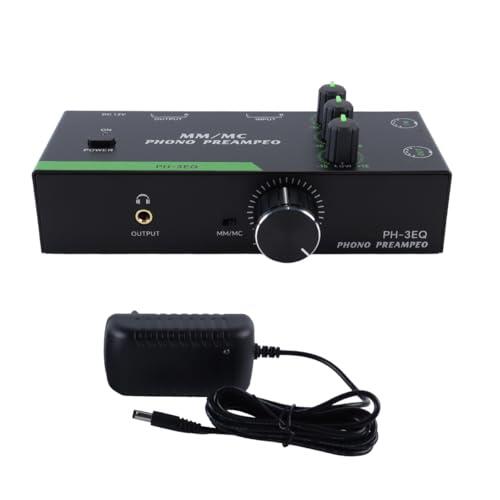 Riven MM MC Phono Preamplificador 3 Bandas EQ Ganancia Ajustable 5 Pin XLR Entrada Salida Tocadiscos Amplificador