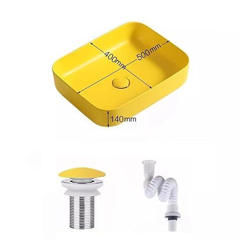 Lavabo De Baño Lavabo de mesa amarillo mate nórdico, lavabo creativo de cerámica for el hogar, baño, balcón, lavabo pequeño for apartamento Lavabos De Barco(A)