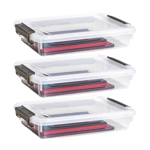 Portadocumentos, 3 unidades – Apilables e impermeables, almacenamiento de documentos A4 B5, para casa, oficina, escuela, dormitorio | Multipurpose Outdoor Indoor Utility High-performance