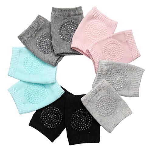 GYCAQAC 5 Pares Antideslizantes rodilleras bebe, calentadores de piernas elásticos ajustables, protección de seguridad para bebé que se arrastra, para niños y niñas de 0 a 24 meses