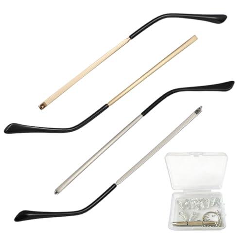 Juego de 2 pares de patillas metálicas para gafas (doradas y plateadas), kit de reparación completo con 10 almohadillas nasales con cámara de aire, destornillador.