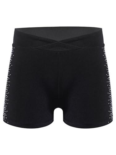 Freebily Pantalones Cortos De Gimnasia para Niñas Leggings Cortos Cintura Alta Mallas De Patinaje Pantalones para Entrenamiento Deportivo Negro 7-8 años