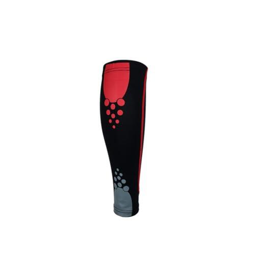 AMSLSIU Baloncesto fútbol pantorrilla Brace portátil elástico pierna manga correr Jogging ejercicio compresión calcetín accesorio, negro rojo, SG