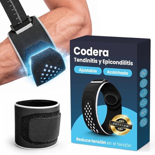 XAUSLY Cincha Epicondilitis Mujer y Hombre - Brazalete Codo de Tenista y Golfista - Codera para Pádel, Gimnasio y Tendinitis - Banda de Compresión Ajustable para Alivio del Dolor y Lesiones (Talla M)