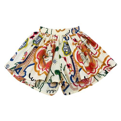 Genérico Pantalones Cortos Niña Gimnasia Pantalones Cortos Veraniegos para Niñas con Cintura Elástica y Diseño Cómodo para Jugar al Libre en Temporada Estival (Beige, 3-4 Years)