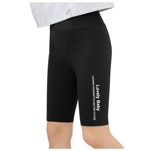 Short Rojo Niña Pantalones Cortos de Yoga para Niñas con Estampado de y Diseño en Tela Transpirable Verano (Black, 9-12 Years)