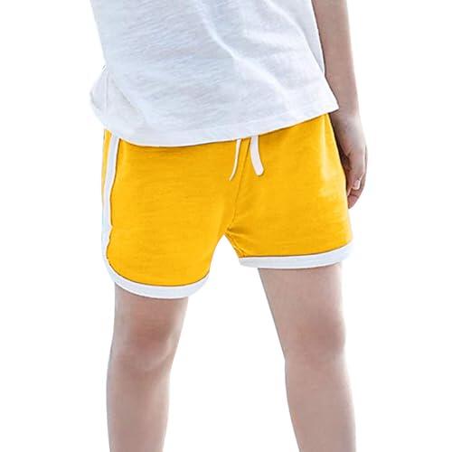 Pantalones Cortos Niña 12 Años Pantalones Cortos Casuales De Verano para Niñas Adolescentes con Diseño Liso Y Versátil para Deporte Playa Vacaciones Y Uso Diario (Yellow, 8-9 Years)