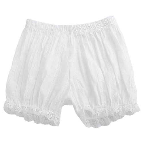 Pantalones Cortos Niña Rojo Shorts para Niña de Uso Diario con Borde de Encaje Cómodos y Amplios Ropa Interior Verano Transpirable para el (White, 9-10 Years)
