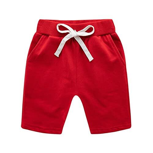 Pantalon Corto Chandal Rojo Niña Pantalones Cortos para Niña con Detalles de Volantes en Tejido Sólido y Confortable para Temporada de Primavera y Verano (RD1, 5-6 Years)
