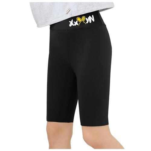 Pantalones Cortos Deportivos para Niña Pantalones Cortos de Verano para Niñas con Diseño de Conejito Cintura Alta Tela Delgada y Transpirable Ropa Exterior Cómoda (Black, 4-5 Years)