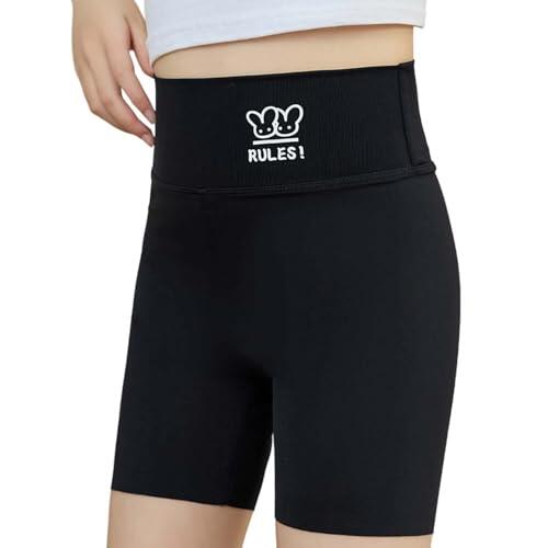Genérico Pantalon Deporte Corto Rojo Niña Shorts Deportivos Diarios para Niñas con Cintura Alta y Diseño Elástico para Comodidad y Estilo Infantil (Black, 15-16 Years)