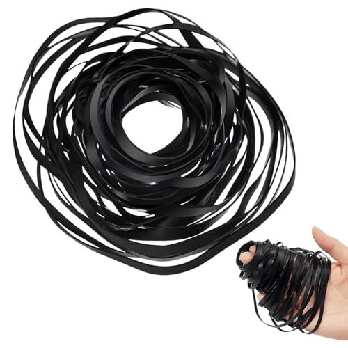 JYXNU 100 correas de goma para grabadora, cinta de casete de 20 a 126 mm, reparación y mantenimiento de cassettes, correas de goma planas híbridas, cinta de tocadiscos, cinta de casete, color negro