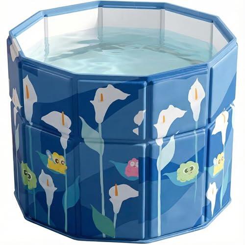 Bañera plegable azul de 80 cm, borde plegable "Step-in", entrada para personas mayores y niños, plegable hacia adentro, bañera de hielo portátil y baño caliente, bañeras plegables, bañera portátil