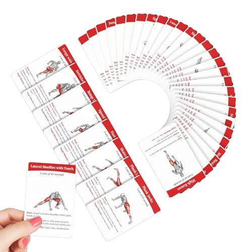 Baraja de cartas de ejercicios - 36 piezas Fitness portátil, guía de tarjetas Juego de cartas de ejercicios de entrenamiento con diseño impreso Accesorio de entrenamiento para mujeres Principiantes Av