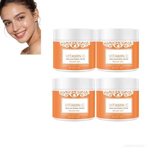 Crema facial con vitamina C, crema hidratante blanqueadora para el cuidado diario de la piel, fórmula hidratante ceramidas, crema facial mejora el tono de la piel, crema hidratante no grasa (PCS4)