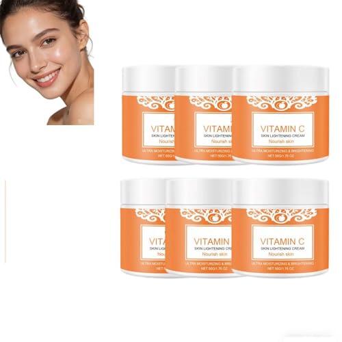 Crema facial con vitamina C, crema hidratante blanqueadora para el cuidado diario de la piel, fórmula hidratante ceramidas, crema facial mejora el tono de la piel, crema hidratante no grasa (PCS6)