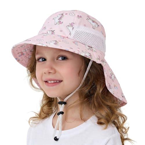 Zidoley Sombrero de sol para niños, protección UV 50, sombrero de verano ligero con ala ancha, malla transpirable y correa ajustable para la barbilla, sombrero de playa para niños y niñas (50-54 cm