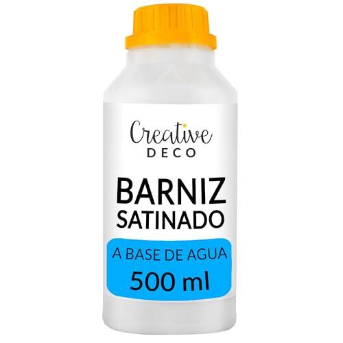 Creative DECO Barniz Manualidades para Pintura Acrílica Satinado 500ml | Acabado de Superficies a Base de Agua | Duradero e Incoloro | Interiores y Exteriores | Artesanías Cuadros Lienzos Artísticos