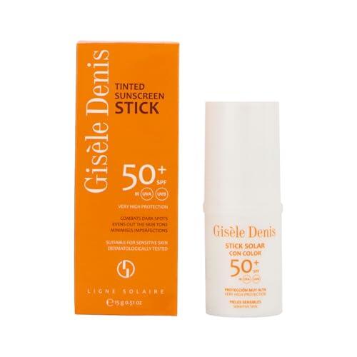GISÈLE DENIS - Stick Solar Facial, 15 g, Protección FPS50+, Crema Solar con Color, Cuidado Facial, Hidrata y Unifica el Tono de la Piel, para Uso Diario, Bronceado Natural