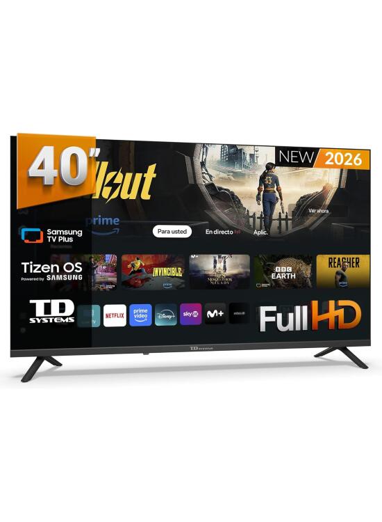 TD Systems - Smart TV 40 Pulgadas Samsung TV Tizen OS 8.0. Triple Tuner (DVB-T2/C/S2). Televisores con Samsung Smart TV Gaming Hub. Televisión del 2026 - PRIME40C22TIZEN