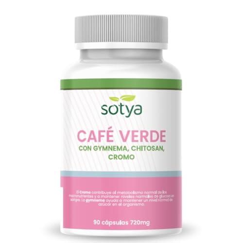 SOTYA Café Verde con Gymnema, Chitosan y Cromo 90 Cápsulas de 720 mg Estimula y Apoya el Metabolismo, Control de Azúcar, Control de Peso, Disminuye la Absorción de la Grasa Ingerida y Carbohidratos