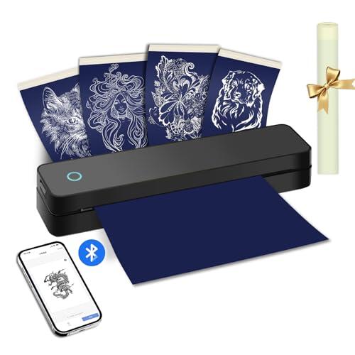 ATOMUS Tatuaje Stencil Printer 2000mAh Thermal Tattoo Printer with 10pcs Transfer Paper for Phone, Tablet & PC, Office Thermal Machine Transfer Kits
