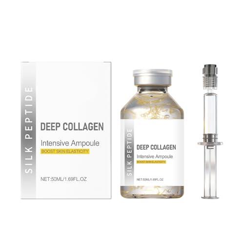 Ampolla intensiva de péptidos de seda y colágeno | Sérum facial de péptidos de cobre con colágeno y multipéptidos | Sérum facial hidratante coreano para una piel suave