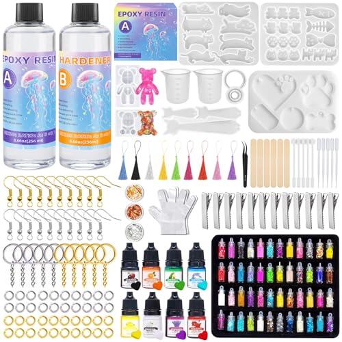 Resina Epoxi Kit Fabricación de Joyas 512ml, Resina Epoxi Transparente Manualidades, Moldes Resina Epoxi para Bricolaje, Decoración, Artesanía, Joyería