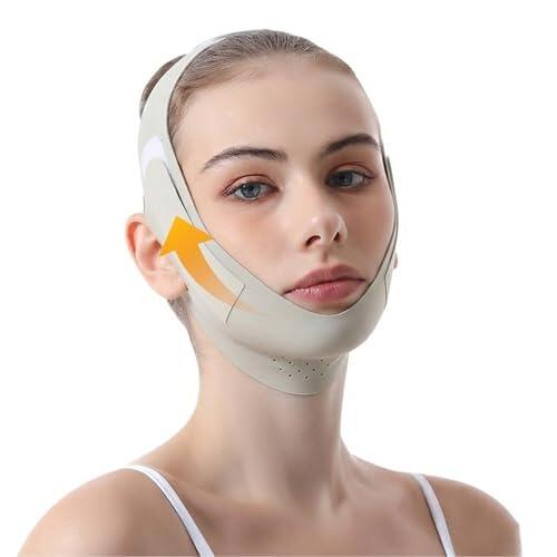 KINDLUME Reductor de Papada, Mentonera Postquirurgica, Jawliner de Graphen, Banda Facial de Levantamiento, Cinturón Facial Ajustable, Transpirable, para Todo Tipo de Rostro, Morado