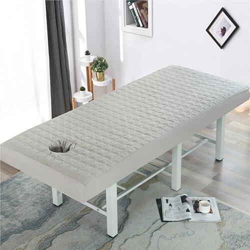 Colchoneta Masaje Grueso Antideslizante, Tapete Camilla Masaje SPA con Orificio, Colchón Salón Belleza, para SPA, Hotel y Salón(Gray,60 x 185 cm)