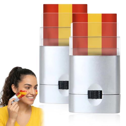 CATZUM 2 Lápices de rostro 3 colores, Rojo-Azul-Amarillo & Rojo-Amarillo-Rojo, a base de agua & hipoalergénicos, para transmisión pública, fiestas de fútbol & eventos de fanáticos
