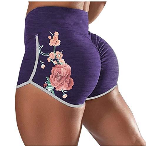 Generisch Pantalones de yoga para mujer con diseño floral para entrenamiento, correr, actividades deportivas, azul, M