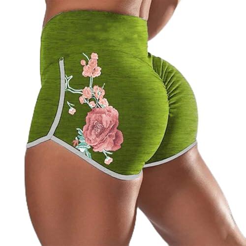 Generisch Pantalones de yoga para mujer con diseño floral para entrenamiento, correr, actividades deportivas, Verde militar., M