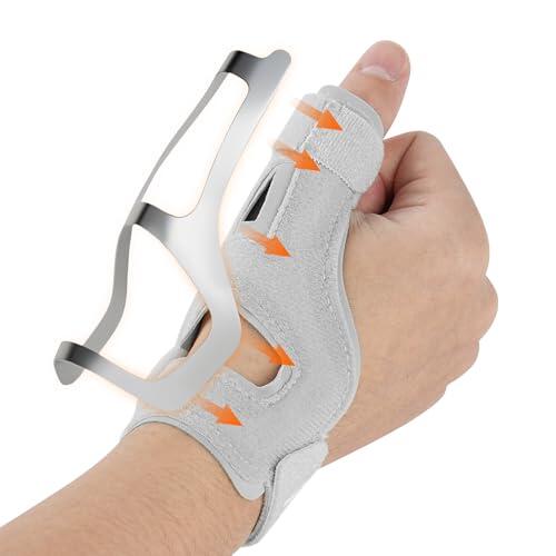 Beugo Muñequera Tendinitis Muñeca, Férula de Pulgar Reversible, Férula Para el Pulgar con placa de aluminio, Muñequeras Deportivas Ajustable, Unisex, pulgar izquierdo y derecho, Gris