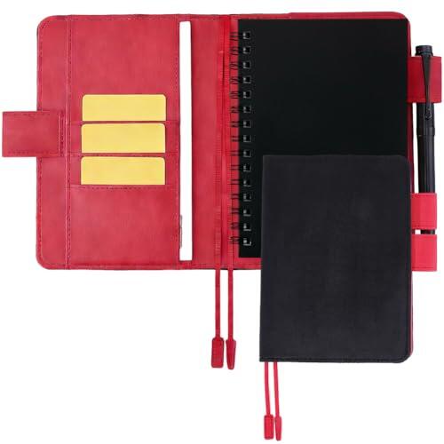 CRASPIRE Funda Cuaderno A6 Terciopelo Funda Cuero Negrura Libros Ranuras Tarjetas Carpeta Tipo Sobre PU 4.5 x 6.6 pulgadas Maletín Negocios Organizador Portafolio Cuero Reutilizable Amantes Libros Y