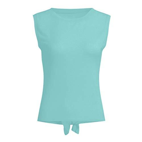 Generisch Camiseta de yoga para mujer con inserciones de malla, diseño de espalda abierta para deporte, azul claro, L