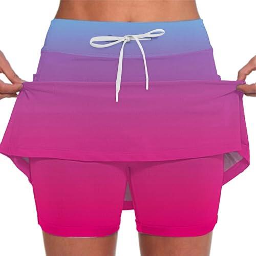 Falda corta para mujer, falda con pantalones debajo de la cintura alta, cómoda para yoga, pilates, ropa para gimnasio, fitness, entrenamiento, línea A, opaca, materiales suaves y elásticos, de secado