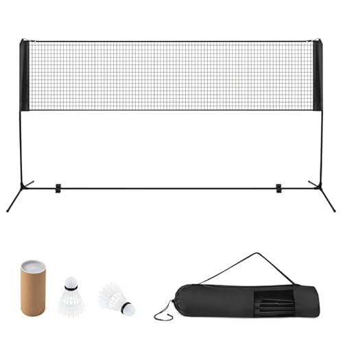 LIFEZEAL Juego de bádminton portátil, red de bádminton con altura ajustable de 89 a 115 cm, 2 pelotas de bádminton, red deportiva plegable con bolsa de transporte (negro, 310 x 102 cm)