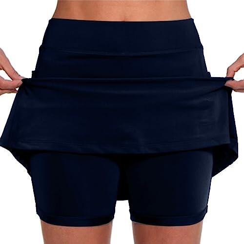 Skort - Falda corta para mujer de verano, cintura alta, para yoga, pilates, fitness, gimnasio, entrenamiento, falda con pantalones debajo, cómoda para yoga, pilates, ropa en A, opaca, materiales