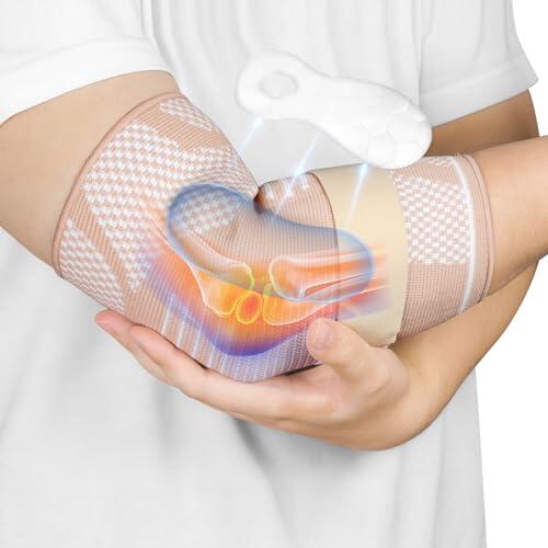 Fefod Coderas Epicondilitis, Cinta de Codo Tenista con Almohadilla de Silicona, Coderas para Tendinitis con Ajustable Correas, Coderas de Golfista para Hombre y Mujer para Tendinitis Alivio del Dolor