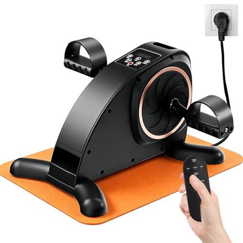 Pedaleador eléctrico para Mayores y Trabajadores, Mini Bicicleta estática con 24 velocidades, Modo automático y Manual, 12 Niveles de Resistencia, Pantalla LCD, Mando a Distancia y Correas para pies