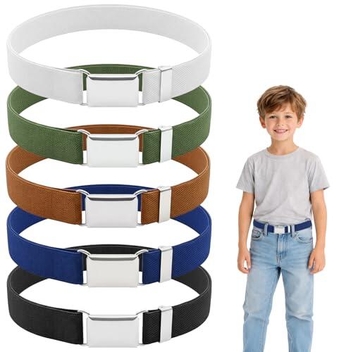 Minfuerang 5 Piezas Cinturones para Niños, Cinturón Elástico Niño Ajustable, de 2 a 15 Años, para Niños y Niñas, Vaqueros, Pantalones Cortos, Vestidos (Estilo A)