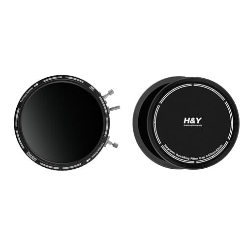 H&Y Kit de filtros RevoRing Mark II 3 en 1 de 67 mm a 82 mm, Ajustable, Variable, ND3-1000 y polarizador CPL con Anillo Adaptador Integrado y Juego de Tapas Protectoras Delantera y Trasera.