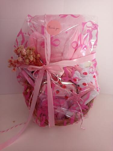 Cesta de Regalo para Adolescentes con Tema de Fresas, Set de Accesorios Rosas con bolsa para agua caliente de peluche, Monedero, Calcetines y Artículos de Papelería