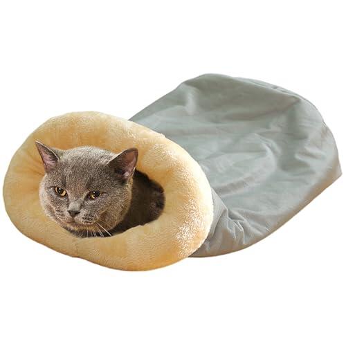 Saco de dormir de invierno para gatos, estructura cómoda, construcción de tela suave multicapa, forro interior de piel de cordero cálida, solución higiénica limpia para dormir | Para en interiores