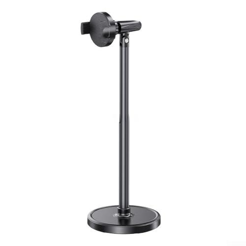 Soporte ajustable para teléfono Transmisión en vivo, Base Soporte de mesa Rotación de 360°, Altura 26-38cm para grabación de video, 5.4-9.2cm Smartphones (negro)