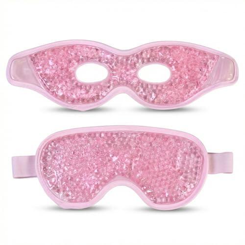 Máscara refrescante de gel para los ojos 2 unidades reutilizable máscara de enfriamiento para mujer hombre migraña terapia de frío caliente ojos secos aliviar la fatiga ocular (Rosa)