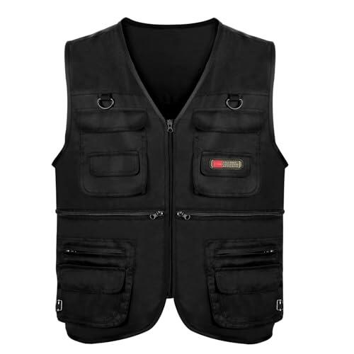 Alaoo Chaleco de Trabajo al Aire Libre para Hombre,Chaleco de Pesca Multibolsillo, Chaleco Multifunción de Verano,Respirable Secado,para Trabajo, Safari, Fotografía, Senderismo,XL